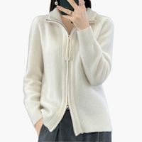 Luisa | Strickjacke mit Reißverschluss – Weiß