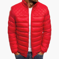 Herren Bomberjacke mit Reißverschluss und gestepptem Design – Rot