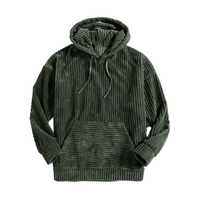 Strukturierter Cord-Kapuzenpullover mit Kängurutasche für Männer – Olivgrün