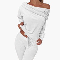 Laura | Weiches Langarmshirt und Hose für Damen – Weiß