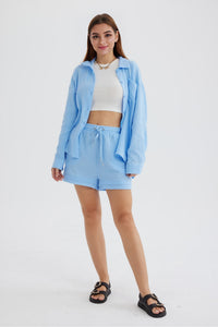 Heidi-Mode | Passforma Langarmshirt und Passende Shorts für Frauen Siena – Blau