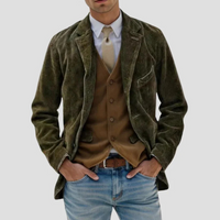 Herren Texturiert Cordjacke mit Taschen – Oliv