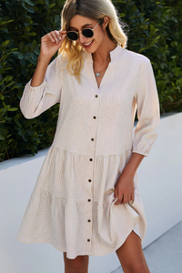 Heidi-Mode | Lässiges Elegante Sommerkleider Damen mit Knopfleiste – Khaki
