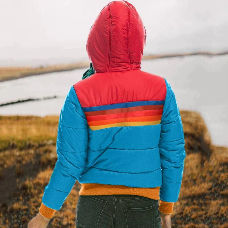 Martha - Warme Kapuzenjacke mit Regenbogenmuster