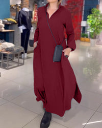 Mila | Lange Robe mit seitlichem Schlitz – Rot