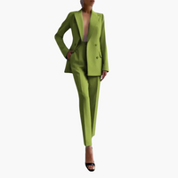 Elegantes Damen Blazer-Ensemble - Taillierter Schnitt mit Hose – Olivgrün