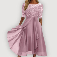 Paula | Elegant Chiffon Dress – Rosa