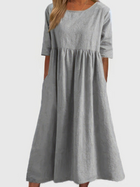 AMIRA - LOCKERES KLEID MIT TASCHEN – Hellgrau