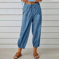 Monica yogahosen | Stylische luftige Sommerhosen Damen - Perfekt für heiße Tage – Blau