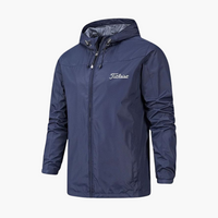 Herren Regenjacke mit Kapuze und Reißverschluss – Dunkelblau