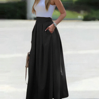 Sadira – Eleganter, Plissierter, Lockerer Rock – Schwarz