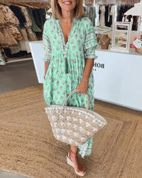 Kassidy™ Stilvolles Boho-Kleid – Grün