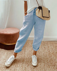 Katy | Einfache Baumwoll-Leinen-Hose – Blau