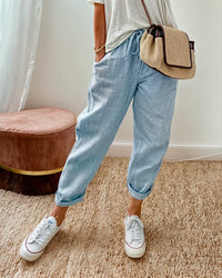 ARDITA - ELEGANTE LEINENMIX-HOSE – Blau