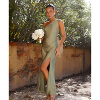 Damen Stilvolles Ein-Schulter-Kleid | Maxi – Grün