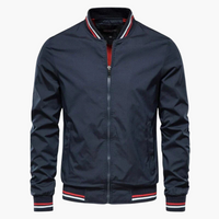 Herren Bomberjacke mit Reißverschluss und Rippbund – Marine