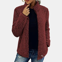 Claudia | Damen Lässige Reißverschluss Fleecejacke – Rot