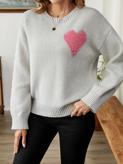 Koleni | Warmer Pullover mit Herzdesign – Damenpullover