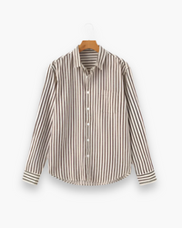 Herren Klassisches Gestreiftes Hemd | Langarm Elegant – Braun