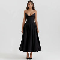 Larissa | Damen Korsett Midi Kleid Besondere Anlässe – Korsett Midi Elegant 2026 – Schwarz Laarni