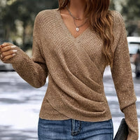Federica – Strickpullover Mit Langen Ärmeln Und V-Ausschnitt – Braun