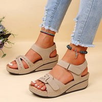 Kathrin | Damen Orthopädische Plattform Sandalen Riemen Komfort Sommer – Beige