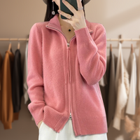 Britney - Eleganter Pullover mit Reißverschluss – Rosa