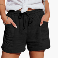 Baumwoll Sommer Shorts für Damen – Leicht mit Taschen & Bund – Schwarz