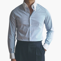 Old Money Herren - Hemd mit klassischem Streifenmuster – Blau
