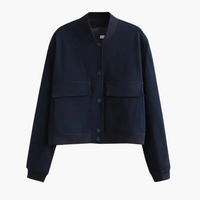 Damen Utility Bomberjacke mit großen Taschen – Marine