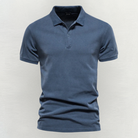 Stilvolles Herren-Poloshirt kurzarm mit Knopfleiste – Blau