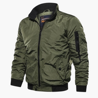 Herren Bomberjacke mit Stehkragen und Frontreißverschluss – Grün