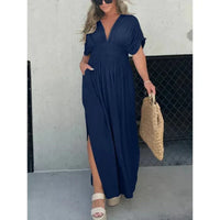 Tara | Maxikleid mit V-Ausschnitt – Marine