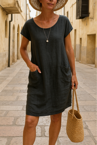 Corrina™ | Elegantes Kleid mit Taschen – Schwarz
