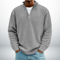 Snovia™ – Hochwertiger Herrenpullover mit Halbreißverschluss – Grau