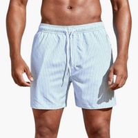 Badeshorts - Herren gestreift & schnelltrocknend Sommer – Hellblau