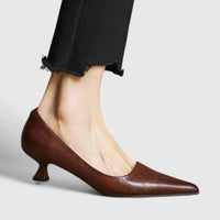 Pauline | Damen Pumps Spitz Niedriger Absatz Elegant Klassisch Komfort – Braun