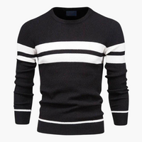 Bastian | Herrenpullover mit Streifen – Schwarz