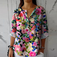 TIZIANA - LOCKERE BEDRUCKTE BLUSE – Rosa