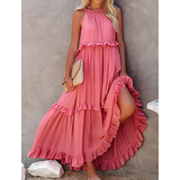 Damen Ausgestelltes ärmelloses Kleid | Maxi – Rosa
