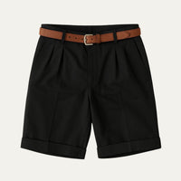 Oliver | Aufgeschlagener Saum Knielang Chinoshorts – Schwarz
