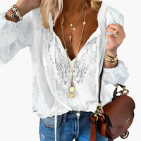 Boho-Bluse mit Schlitz-Ausschnitt für Damen - Luftig & Elegant – Weiß