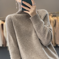 ADELINE - STRICKPULLOVER MIT HOHEM KRAGEN – Khaki