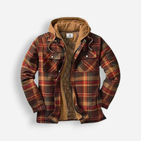 Gefütterte Holzfällerjacke für Herren mit Kapuze – Braun