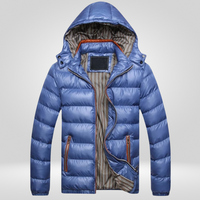 Herren Mantel gepolstert | Kapuzenform mit geschlossener Silhouette – Blau