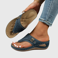 Stefanie | Damen Flache Slip-On Sandalen Komfort Sommer Leicht Alltag – Marine