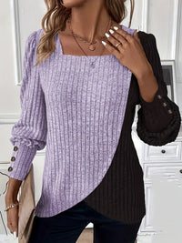 THERESA - BLUSE AUS ASYMMETRISCHEM STRICK – Lila