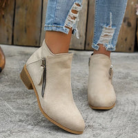 VINA – Orthopädische Lederstiefeletten Mit Reißverschluss – Beige