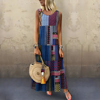 Hilda Sommerkleid | Lässiges Sling-Kleid mit Ethno-Print – Blau