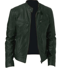 Enzo | Lässige Lederjacke mit Knopkragen – Stilvoll und Modern – Dunkelgrün